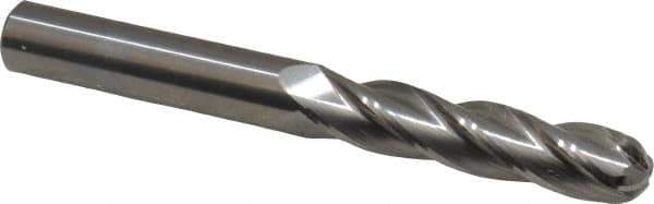 OSG - 7/16" Diam, 2" LOC, 4 Flute Solid Carbide Ball End Mill - Uncoated, Single End, 4" OAL, 7/16" Shank Diam, Spiral Flute - All Tool & Supply