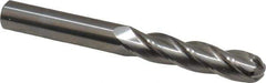 OSG - 7/16" Diam, 2" LOC, 4 Flute Solid Carbide Ball End Mill - Uncoated, Single End, 4" OAL, 7/16" Shank Diam, Spiral Flute - All Tool & Supply