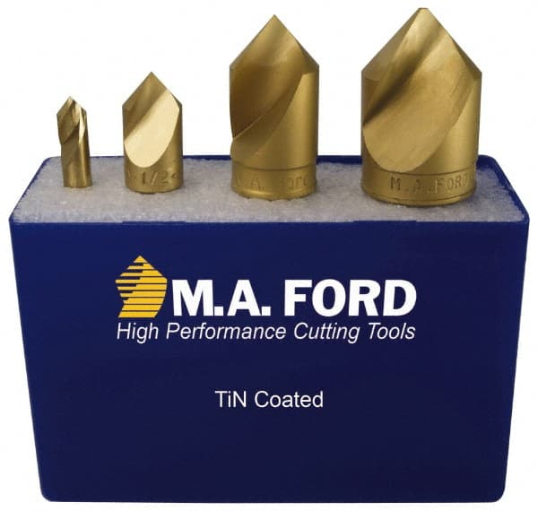 M.A. Ford - 4 Piece, 1/4 to 1" Head Diam, 60° Included Angle, Single End Countersink Set - All Tool & Supply