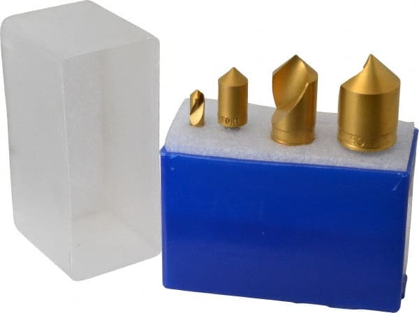 M.A. Ford - 4 Piece, 1/4 to 1" Head Diam, 90° Included Angle, Single End Countersink Set - All Tool & Supply