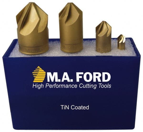 M.A. Ford - 4 Piece, 1/4 to 1" Head Diam, 82° Included Angle, Single End Countersink Set - All Tool & Supply