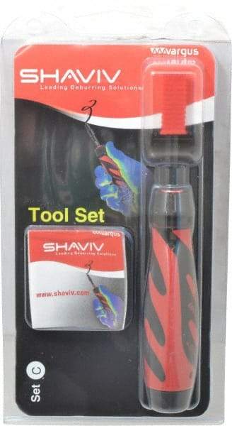 Shaviv - 4 Piece, High Speed Steel Blade, Back Hole Chamfer, Hand Deburring Tool Set - C Blade Holder, For Flat Surface, Hole Edge, Hole Inner Surface, Straight Edge - All Tool & Supply