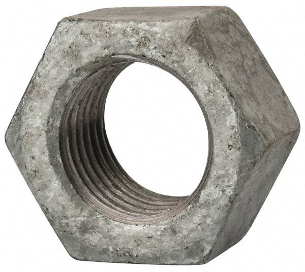 Value Collection - 2 - 4-1/2 UNC Steel Right Hand Hex Nut - 3" Across Flats, 1-23/32" High, Hot Dipped Galvanized Finish - All Tool & Supply