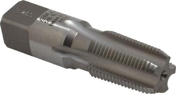 Emuge - 3/8-18 NPT Thread, 5 Flute Standard Pipe Tap - 2-9/16" OAL, 1.06" Thread Length, 0.7" Shank Diam, Bright Finish, Cobalt - Exact Industrial Supply