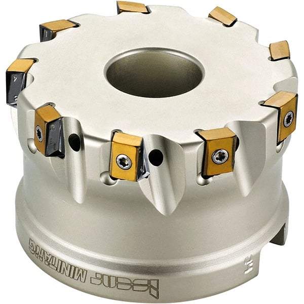 Iscar - 5 Inserts, 1-1/4" Cut Diam, 1/2" Arbor Diam, 0.315" Max Depth of Cut, Indexable Square-Shoulder Face Mill - 0/90° Lead Angle, 1.37" High, T490 LN.. 0804 Insert Compatibility, Through Coolant, Series Helitang - All Tool & Supply