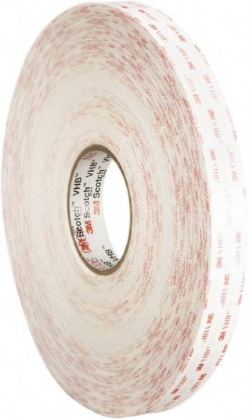 3M - 2" x 36 Yd Acrylic Adhesive Double Sided Tape - 45 mil Thick, White, Foam Liner - All Tool & Supply