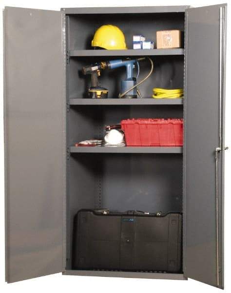 Durham - 3 Shelf Locking Storage Cabinet - Steel, 36" Wide x 18" Deep x 60" High, Beige - All Tool & Supply