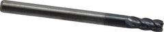 ProMax - 1/8", 4 Flute, Single End, Solid Carbide, 0.01" Corner Radius End Mill - 1-1/2" OAL, 40° Helix, Right Hand Flute, 1/4" LOC, Right Hand Cut - All Tool & Supply