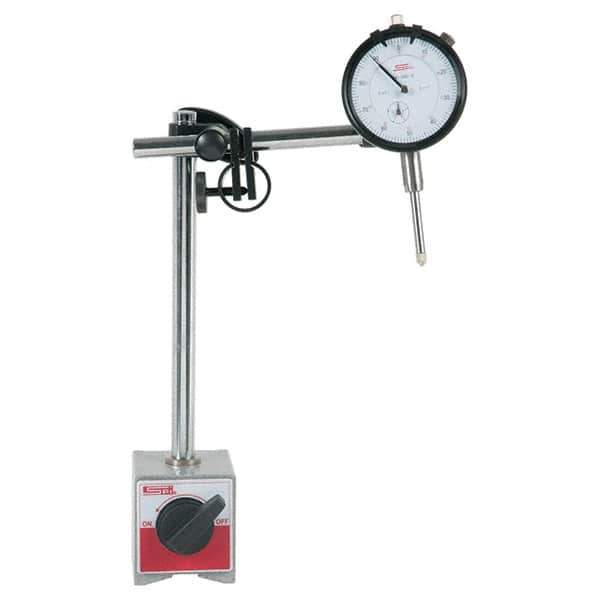 SPI - 0.001" Graduation, 0-100 Dial Reading, Dial Indicator & Base Kit - 63mm Base Length x 50mm Base Width x 55mm Base Height, 2-1/4" Dial Diam - All Tool & Supply