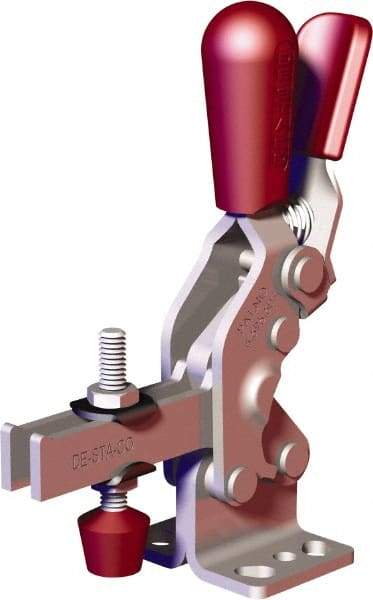 De-Sta-Co - 607 Lb Holding Capacity, Vertical Handle, Manual Hold Down Toggle Clamp - 57° Handle Movement, 75° Bar Opening, U-Bar, Flanged Base, Carbon Steel - All Tool & Supply