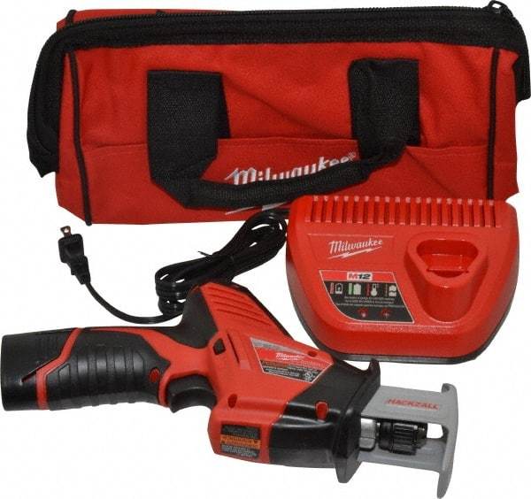 Milwaukee Tool - 12V, 0 to 3,000 SPM, Cordless Reciprocating Saw - 1/2" Stroke Length, 11" Saw Length, 1 Lithium-Ion Battery Included - All Tool & Supply