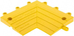 Wearwell - 0.75' Long x 0.5' Wide x 7/8" Thick, Anti-Fatigue Modular Matting Corner Ramp Edge - Male, 2 Interlocking Sides, Yellow, For Dry & Wet Areas, Series 564 - All Tool & Supply