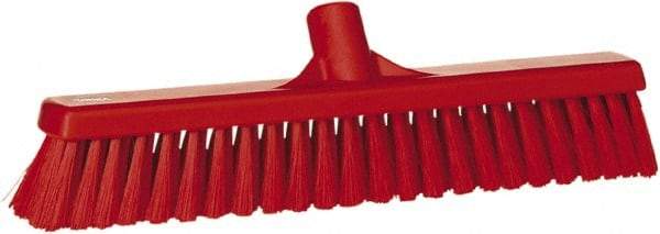 Vikan - 16" Fine Particle Synthetic Push Broom - 2" Bristle Length, Plastic Block, European Threaded Handle Connection - All Tool & Supply