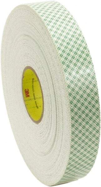 3M - 1/2" x 36 Yd Acrylic Adhesive Double Sided Tape - 62 mil Thick, Off-White, Foam Liner - All Tool & Supply