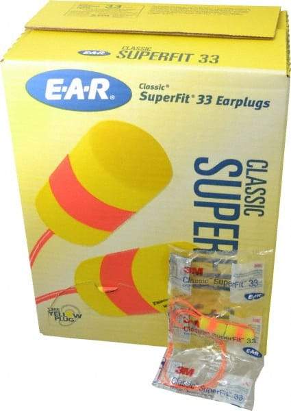 3M - Disposable, Corded, 33 dB, Barrel Earplugs - Yellow, 200 Pairs - All Tool & Supply