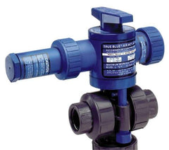 Plast-O-Matic - 1-1/2" Pipe, PVC Pneumatic Spring Return Actuated Ball Valve - Viton Seal, True Union End Connection - All Tool & Supply