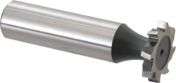 Interstate - 3/4" Diam x 1/8" Face Width, Cobalt, 10 Teeth, Shank Connection Woodruff Keyseat Cutter - Uncoated, 2-1/8" OAL x 1/2" Shank, Staggered Teeth, ANSI 406, Old Standard 7 - All Tool & Supply