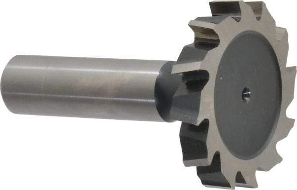 Interstate - 1-1/2" Diam x 1/4" Face Width, Cobalt, 16 Teeth, Shank Connection Woodruff Keyseat Cutter - Uncoated, 2-1/4" OAL x 1/2" Shank, Staggered Teeth, ANSI 812, Old Standard 24 - All Tool & Supply