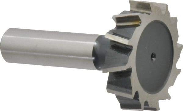 Interstate - 1-1/2" Diam x 3/8" Face Width, Cobalt, 16 Teeth, Shank Connection Woodruff Keyseat Cutter - Uncoated, 2-3/8" OAL x 1/2" Shank, Staggered Teeth, ANSI 1212, Old Standard G - All Tool & Supply