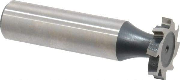 Interstate - 3/4" Diam x 1/8" Face Width, High Speed Steel, 10 Teeth, Shank Connection Woodruff Keyseat Cutter - Uncoated, 2-1/8" OAL x 1/2" Shank, Staggered Teeth, ANSI 406, Old Standard 7 - All Tool & Supply