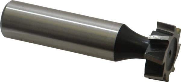 Interstate - 3/4" Diam x 1/4" Face Width, High Speed Steel, 10 Teeth, Shank Connection Woodruff Keyseat Cutter - Uncoated, 2-1/4" OAL x 1/2" Shank, Staggered Teeth, ANSI 806, Old Standard 91 - All Tool & Supply