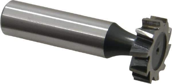 Interstate - 7/8" Diam x 1/4" Face Width, High Speed Steel, 10 Teeth, Shank Connection Woodruff Keyseat Cutter - Uncoated, 2-1/4" OAL x 1/2" Shank, Staggered Teeth, ANSI 807, Old Standard A - All Tool & Supply