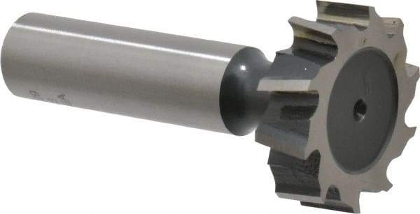 Interstate - 1-1/8" Diam x 5/16" Face Width, High Speed Steel, 12 Teeth, Shank Connection Woodruff Keyseat Cutter - Uncoated, 2-5/16" OAL x 1/2" Shank, Staggered Teeth, ANSI 1009, Old Standard C - All Tool & Supply