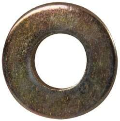 Made in USA - 1/4" Screw, Grade 8 Alloy Steel SAE Flat Washer - 9/32" ID x 5/8" OD, 0.072" Thick, Zinc Yellow Dichromate Finish - All Tool & Supply