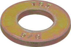 Made in USA - 5/8" Screw, Grade 8 Alloy Steel SAE Flat Washer - 21/32" ID x 1-5/16" OD, 0.146" Thick, Zinc Yellow Dichromate Finish - All Tool & Supply