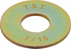 Made in USA - 7/16" Screw, Grade 8 Alloy Steel USS Flat Washer - 0.495" ID x 1.28" OD, 0.104" Thick, Zinc Yellow Dichromate Finish - All Tool & Supply