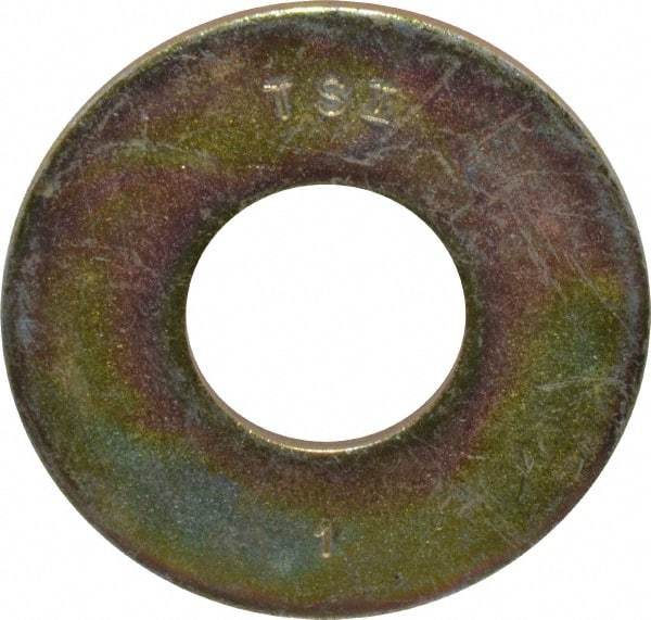 Made in USA - 1" Screw, Grade 8 Alloy Steel USS Flat Washer - 1.055" ID x 2.53" OD, 0.192" Thick, Zinc Yellow Dichromate Finish - All Tool & Supply