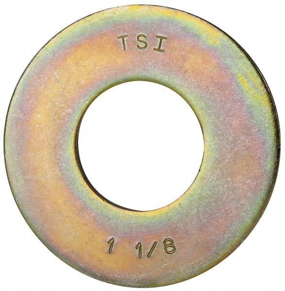 Made in USA - 1-1/8" Screw, Grade 8 Alloy Steel USS Flat Washer - 1.243" ID x 2.78" OD, 0.192" Thick, Zinc Yellow Dichromate Finish - All Tool & Supply