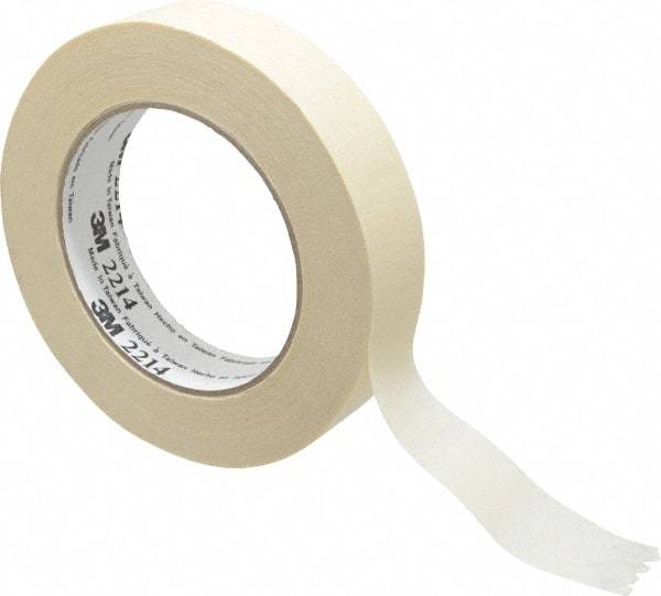 3M - 1" Wide x 60 Yd Long Tan Paper Masking Tape - Series 2214, 5.4 mil Thick, 23 In/Lb Tensile Strength - All Tool & Supply