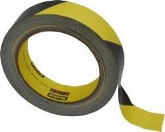 3M - Black & Yellow Striped Vinyl Tape - 1" Wide x 5.4 mil Thick, General Traffic - All Tool & Supply