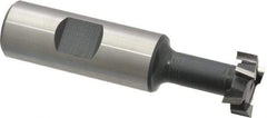 Interstate - 25/32" Cut Diam, 21/64" Cut Width, 13/32" Neck Diam, 3/4" Shank Diam, 3-1/4" OAL, High Speed Steel T-Slot Cutter - TiN Finish, 3/8" Bolt, 2-1/16" Shank Length, Staggered Teeth - All Tool & Supply