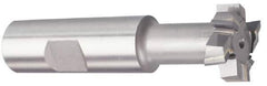 Made in USA - 2-21/32" Cut Diam, 1-11/32" Cut Width, 1-17/32" Neck Diam, 1-1/4" Shank Diam, 5-29/32" OAL, Carbide-Tipped T-Slot Cutter - Uncoated, 1-1/2" Bolt, 3-5/16" Shank Length, Staggered Teeth, 8 Teeth, Weldon Flat - All Tool & Supply