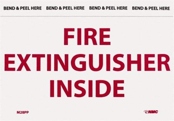 NMC - Fire Extinguisher Inside, Pressure Sensitive Vinyl Fire Sign - 5" Wide x 3" High - All Tool & Supply