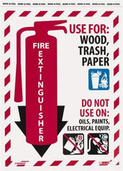 NMC - Fire Extinguisher - Use for: Wood, Paper, Trash - Do Not Use on: Oils, Paints, Electrical Equipment, Pressure Sensitive Vinyl Fire Sign - 9" Wide x 12" High - All Tool & Supply