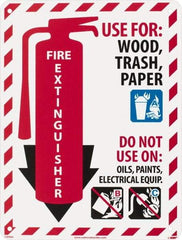 NMC - Fire Extinguisher - Use for: Wood, Paper, Trash - Do Not Use on: Oils, Paints, Electrical Equipment, Plastic Fire Sign - 9" Wide x 12" High - All Tool & Supply