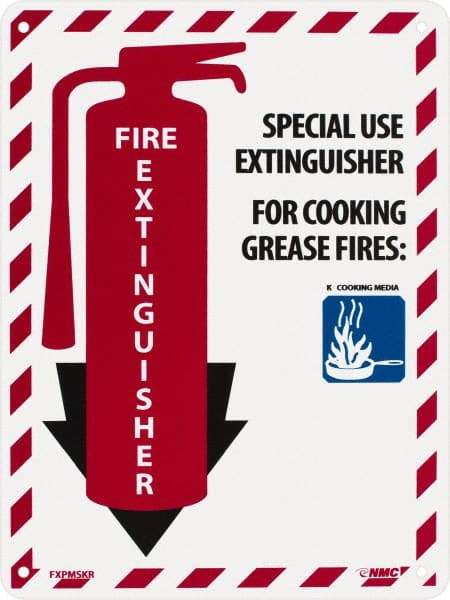 NMC - Fire Extinguisher - Special Use Extinguisher for Cooking Grease Fire:, Plastic Fire Sign - 9" Wide x 12" High - All Tool & Supply