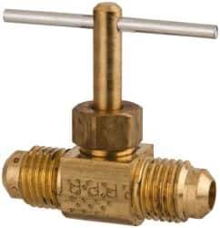 Parker - 1/4" Pipe, Inline Needle Valve - Flare x Flare Ends, Brass Valve, 150 Max psi - All Tool & Supply