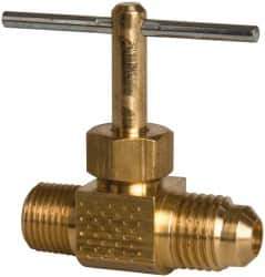 Parker - 1/4 x 1/8" Pipe, Inline Needle Valve - Flare x MNPTF Ends, Brass Valve, 150 Max psi - All Tool & Supply