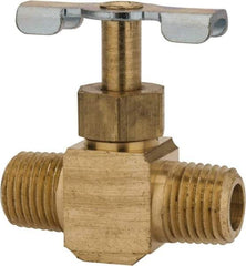 Parker - 1/4" Pipe, Inline Needle Valve - MNPTF x MNPTF Ends, Brass Valve, 150 Max psi - All Tool & Supply