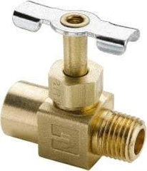 Parker - 1/4" Pipe, Inline Needle Valve - FNPTF x MNPTF Ends, Brass Valve, 150 Max psi - All Tool & Supply