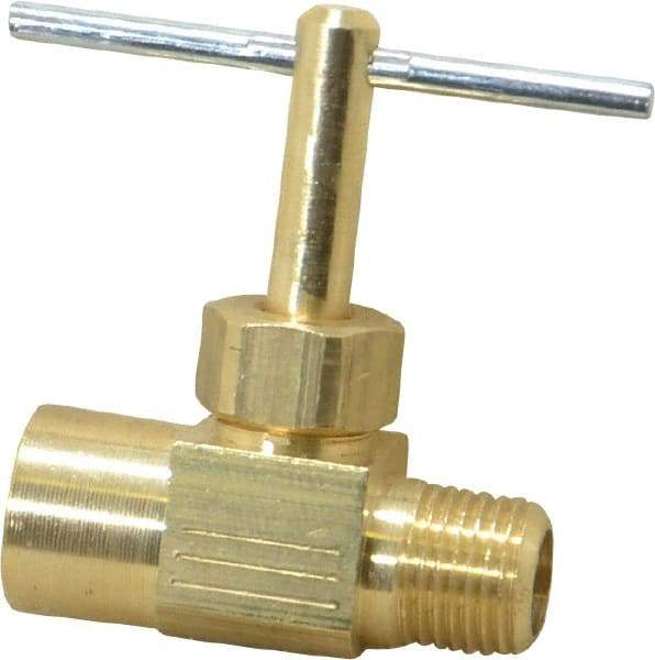 Parker - 1/8" Pipe, Inline Needle Valve - FNPTF x MNPTF Ends, Brass Valve, 150 Max psi - All Tool & Supply