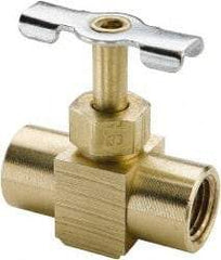 Parker - 1/4" Pipe, Inline Needle Valve - FNPTF x FNPTF Ends, Brass Valve, 150 Max psi - All Tool & Supply