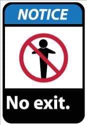 NMC - Notice - No Exit, Aluminum Exit Sign - 10" Wide x 14" High - All Tool & Supply