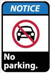 NMC - "Notice - No Parking", 14" Long x 10" Wide, Pressure-Sensitive Vinyl Safety Sign - Rectangle, 0.004" Thick, Use for Security & Admittance - All Tool & Supply