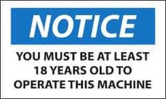 NMC - Security & Admittance Label, Header: NOTICE - Legend: Notice - Turn Off When Not in Use, English, Black, Blue & White, 5" Long x 3" High, Sign Muscle Finish - All Tool & Supply