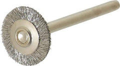 Anderson - 5/8" OD, 1/8" Shank Diam, Crimped Stainless Steel Wheel Brush - 0.005" Filament Diam, 25,000 RPM - All Tool & Supply